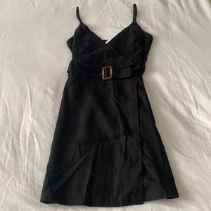 Black linen dress